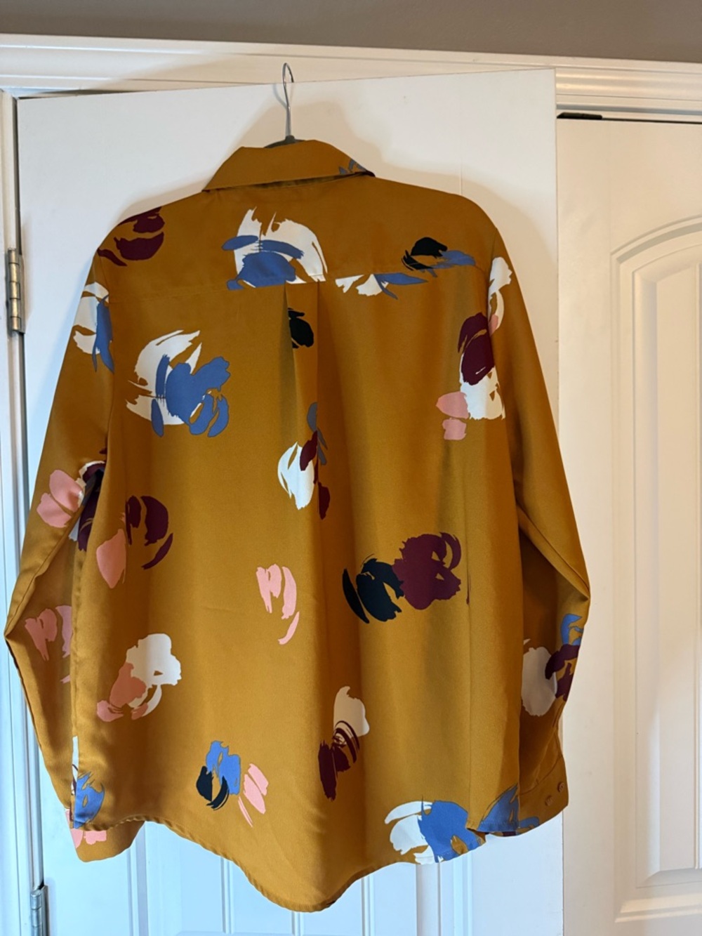 Madison Rust Brown Shirt with Navy Floral Accent - Picture 5 of 6